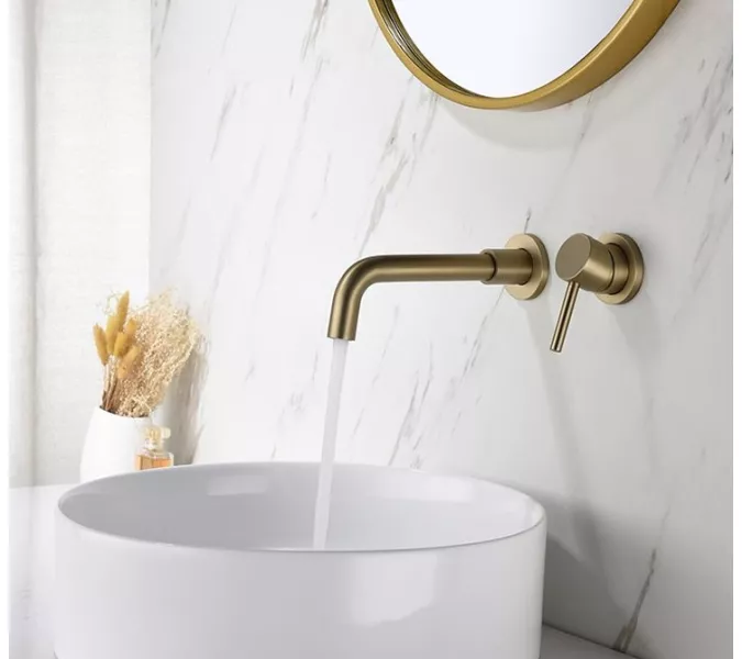 Смеситель для раковины скрытого монтажа ACWEN 6605C матовое золото, Выбрать цвет: Золото, изображение 13