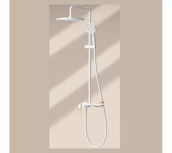 Душевая стойка ACWEN 17111MW белый/золото, Выбрать цвет: Белый, изображение 8