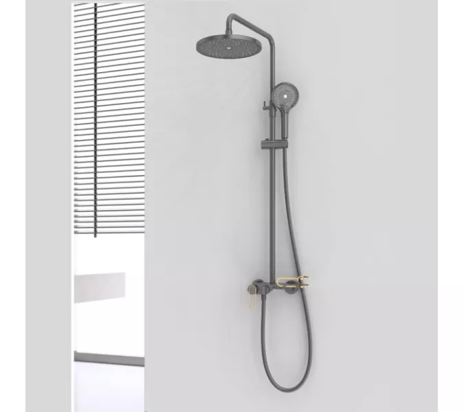 Душевая стойка ACWEN 17111QL оружейная сталь/золото, Выбрать цвет: Оружейная сталь, изображение 2