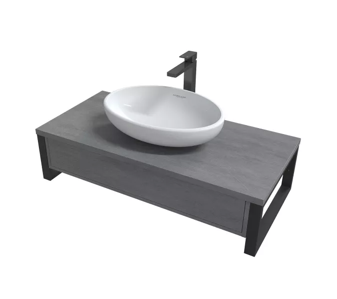 Тумба подвесная 1Marka GRUNGE LOFT  1в.я Бетон лофт, Выбрать цвет: Бетон лофт, Выбрать размер: 100, изображение 4