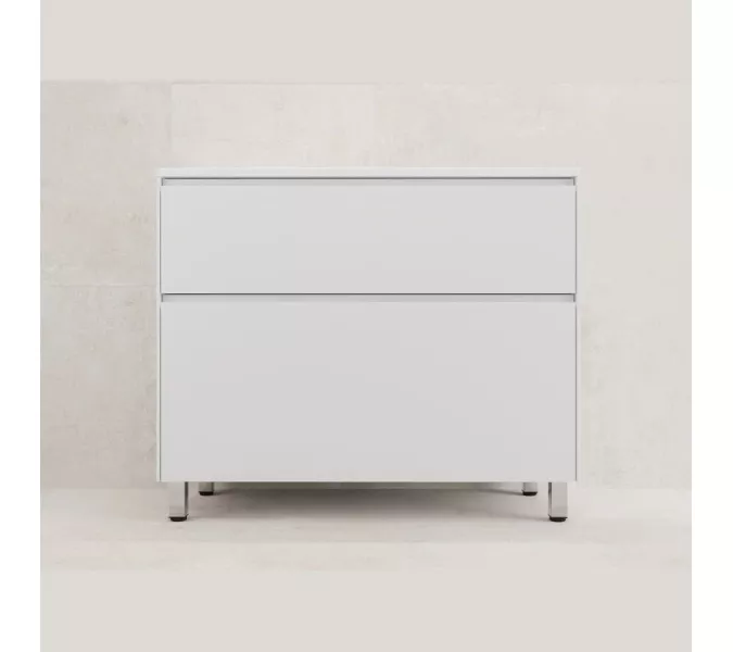 Тумба напольная Style line  "ЛИМА 100/80" эмаль, с раковиной LINE 100/80, 2 ящ., PLUS, белый матовый, Выбрать цвет: Белый, Выбрать размер: 100, Внешний вид: с белой раковиной