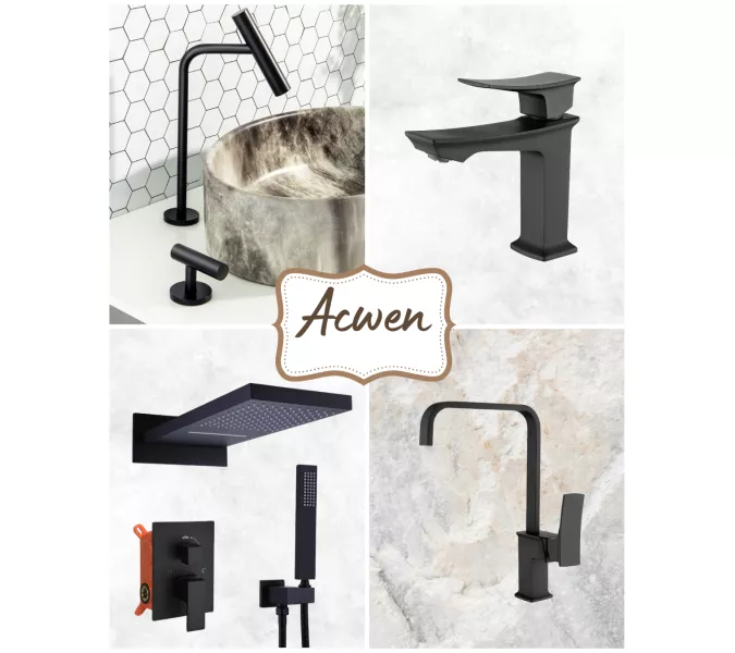 Смеситель для раковины ACWEN BN 063B черный матовый дизайнерский, Выбрать цвет: Чёрный, изображение 9