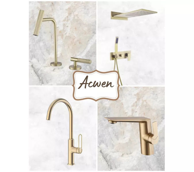Смеситель для раковины ACWEN BN 063C матовое золото дизайнерский, Выбрать цвет: Золото, изображение 10