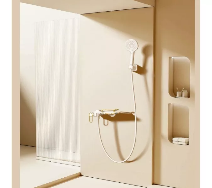 Душевая система без тропического душа ACWEN JL-13111MW  белый/золото, изображение 6