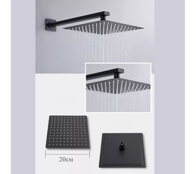 Душевая система ACWEN-80118B  встраиваемая с изливом , черный матовый, Выбрать цвет: Черный матовый, изображение 9