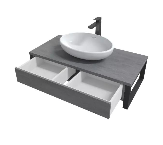 Тумба подвесная 1Marka GRUNGE LOFT  1в.я Бетон лофт, Выбрать цвет: Бетон лофт, Выбрать размер: 100, изображение 5