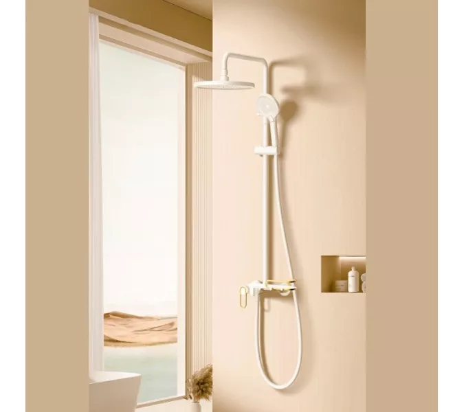 Душевая стойка ACWEN 17111MW белый/золото, Выбрать цвет: Белый, изображение 2