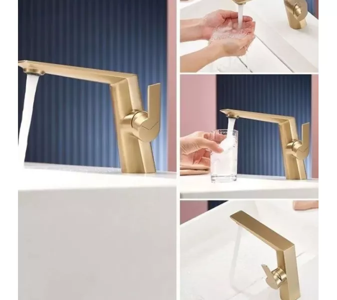 Смеситель для раковины ACWEN BN61C матовое золото, Выбрать цвет: Золото матовое, изображение 4