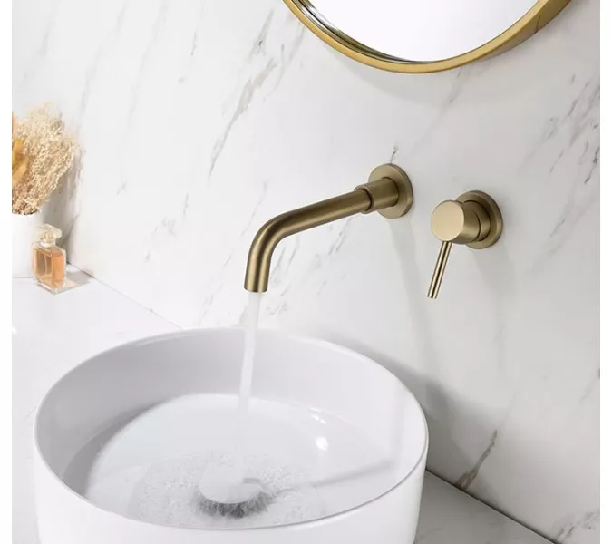 Смеситель для раковины скрытого монтажа ACWEN 6605C матовое золото, Выбрать цвет: Золото, изображение 14