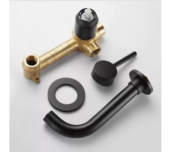 Смеситель для раковины скрытого монтажа ACWEN 6605B черный, Выбрать цвет: Черный, изображение 18