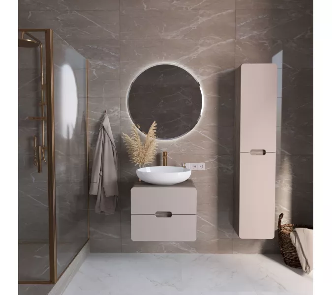 Тумба подвесная 1Marka Vortex  2я орех каньон коньяк/латте фактурный, Выбрать цвет: Латте фактурный, Выбрать размер: 60, изображение 3