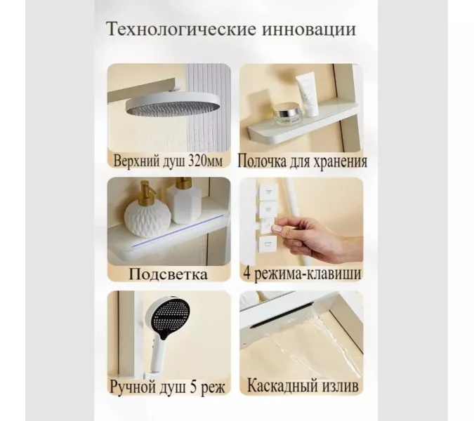 Душевая стойка ACWEN BN 28E белый, Выбрать цвет: Белый, изображение 6