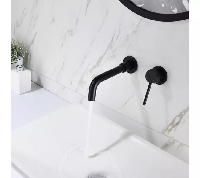 Смеситель для раковины скрытого монтажа ACWEN 6605B черный, Выбрать цвет: Черный, изображение 10
