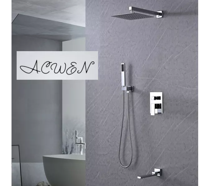 Душевая система ACWEN-80118  встраиваемая с изливом , хром, Выбрать цвет: Хром, изображение 8