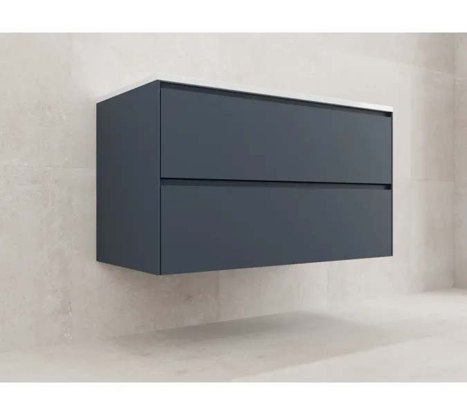 Тумба подвесная Style line "ЛИМА эмаль, с раковиной  LINE, 2 ящ., PLUS, графит, Выбрать цвет: Графит, Выбрать размер: 100, Внешний вид: с белой раковиной, изображение 2