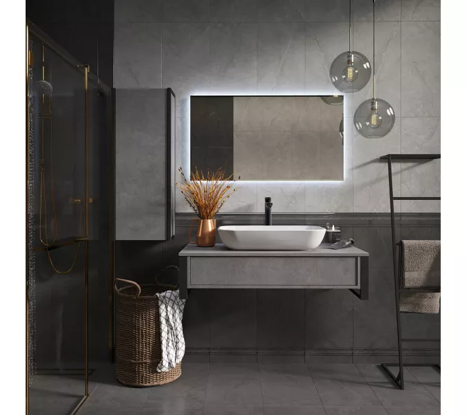 Тумба подвесная 1Marka GRUNGE LOFT  1в.я Бетон лофт, Выбрать цвет: Бетон лофт, Выбрать размер: 100, изображение 3