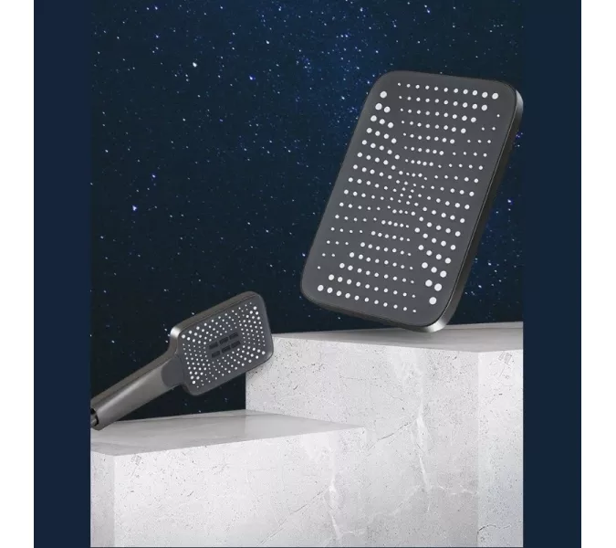 Душевая система ACWEN 1301B с термостатом, встраиваемая с изливом, Выбрать цвет: Черный, изображение 13