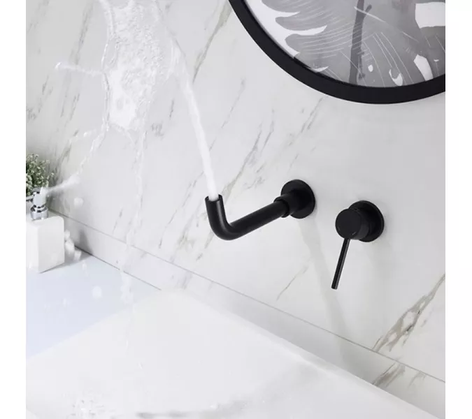 Смеситель для раковины скрытого монтажа ACWEN 6605B черный, Выбрать цвет: Черный, изображение 12