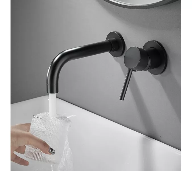 Смеситель для раковины скрытого монтажа ACWEN 6605B черный, Выбрать цвет: Черный, изображение 14