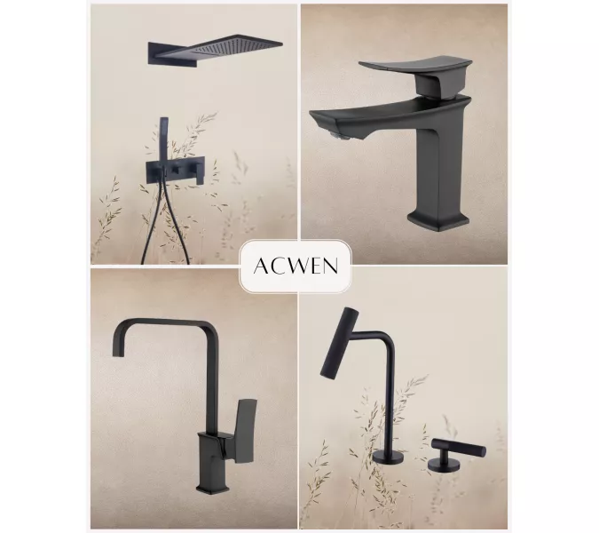 Душевая система ACWEN 2210B встраиваемая, черная матовая, Выбрать цвет: Черный, изображение 9