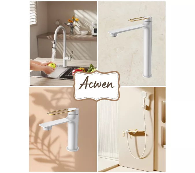 Смеситель для кухни ACWEN JL-12A111MW белый/золото, изображение 8