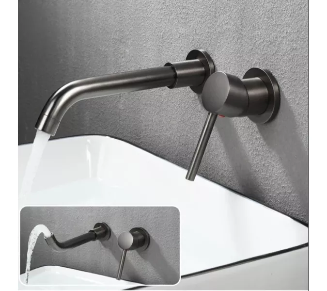 Смеситель для раковины скрытого монтажа ACWEN 6605D графит, Выбрать цвет: Графит, изображение 9