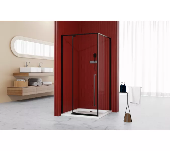 Ограждение душевое ESBANO ESA-108/119/128PS-B черный, Цвет профиля (вариация): Черный, Выбрать размер: 100х80, изображение 2