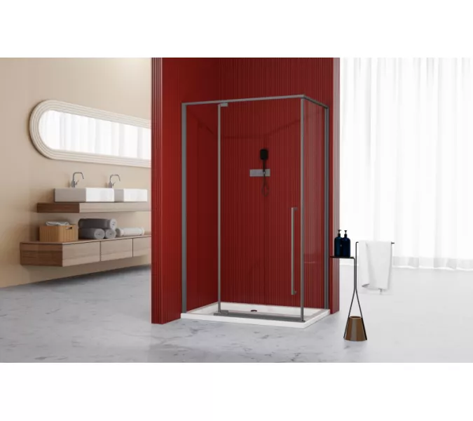 Ограждение душевое ESBANO ESA-90KV-GM 90х90х195, Цвет профиля (вариация): Оружейная сталь, Выбрать размер: 90х90, изображение 2