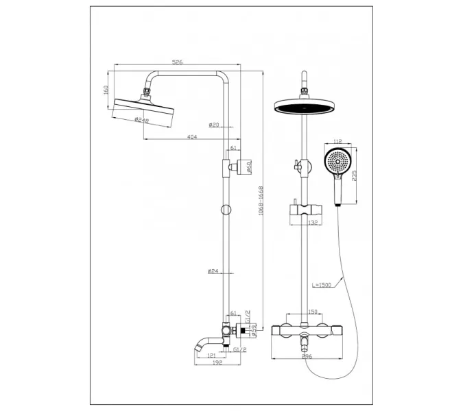 Душевая стойка ESBANO CELINE (DS-SG) брашированное золото, Выбрать цвет: Золото, изображение 2