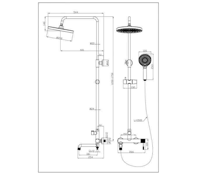 Душевая стойка  ESBANO DAISY (DS-MB) черный матовый, Выбрать цвет: Черный, изображение 2