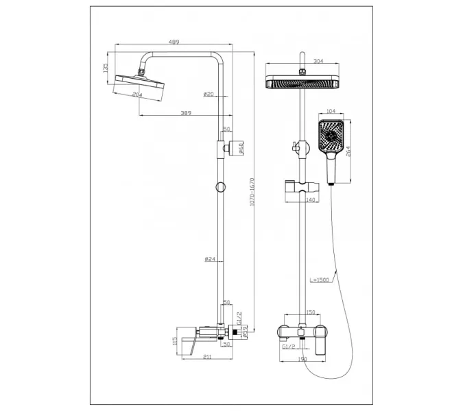 Душевая стойка  ESBANO GEMINI (DS-GM) оружейная сталь, Выбрать цвет: Оружейная сталь, изображение 2