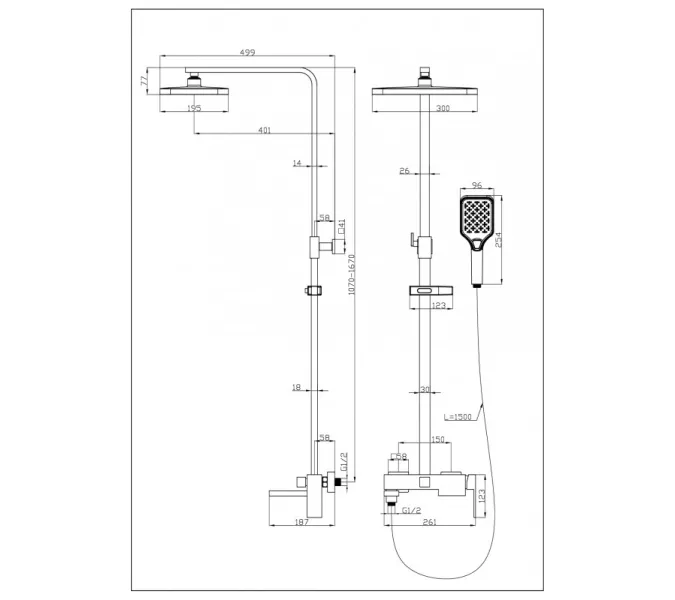 Душевая стойка  ESBANO BASCO (DS-SG) брашированное золото, Выбрать цвет: Золото, изображение 2