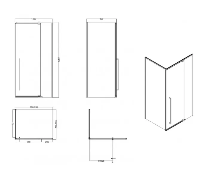 Ограждение душевое ESBANO ESA-108/119/128PS-C хром, Цвет профиля (вариация): Хром, Выбрать размер: 100х80, изображение 3