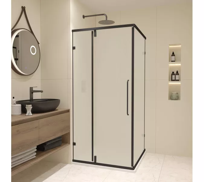 Душевой уголок RGW CL-035B матовое/черный, Цвет стекла: матовое-сатинат, Цвет профиля: Черный, Выбрать размер: 900x900