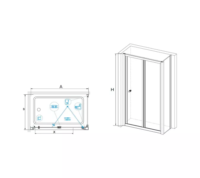 Душевой уголок RGW CL-41-1 (CL-21 + Z-060-1) прозрачное/хром, Цвет стекла: прозрачное, Цвет профиля: Хром, Выбрать размер: 800x900, изображение 2