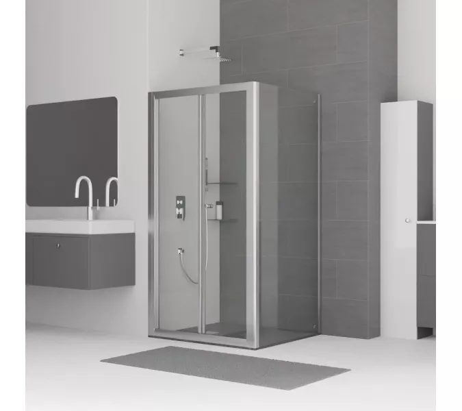 Душевой уголок RGW CL-41 (CL-21 + Z-12) прозрачное/хром, Цвет стекла: прозрачное, Цвет профиля: Хром, Выбрать размер: 900x700