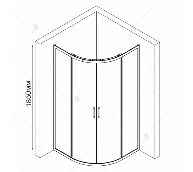 Душевой уголок RGW CL-53 прозрачное/хром, Цвет стекла: прозрачное, Цвет профиля: Хром, Выбрать размер: 900x900, изображение 3