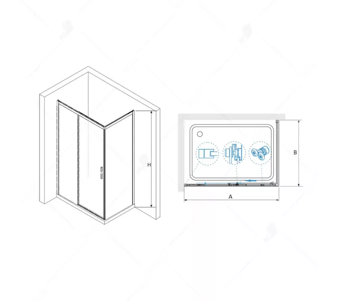 Душевой уголок RGW LE-41 (LE-12 + Z-050-2) прозрачное/хром, Цвет стекла: прозрачное, Цвет профиля: Хром, Выбрать размер: 1000x900, изображение 6
