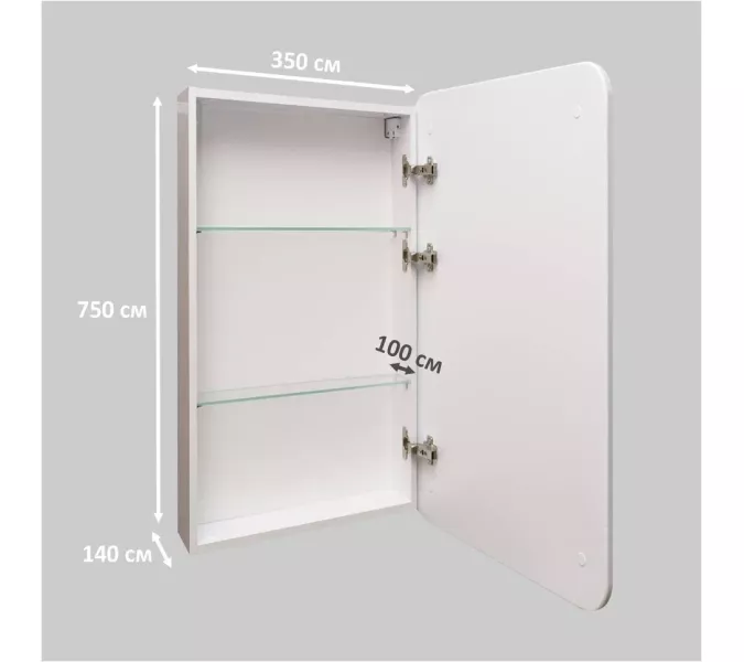 Зеркало-шкаф "Каре 40*80 универсальное" с подсветкой, сенсор с диммером на зеркале, изображение 3