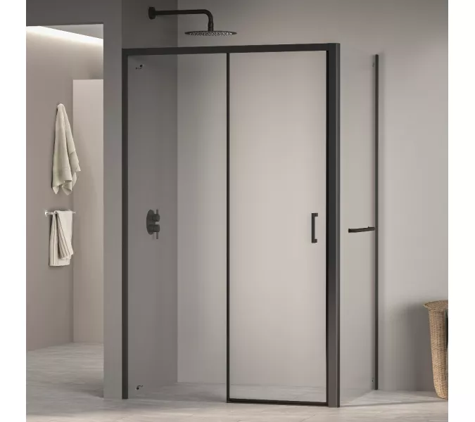 Душевой уголок RGW PA-177-1B (RGW PA-017B + Z-060-2B) прозрачное/черный, Цвет стекла: прозрачное, Цвет профиля: Черный, Выбрать размер: 1200x1000