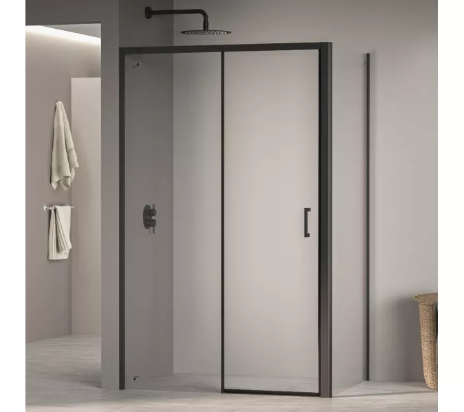Душевой уголок RGW PA-177B (RGW PA-017B + Z-050-2B) прозрачное/черный, Цвет стекла: прозрачное, Цвет профиля: Черный, Выбрать размер: 1500x900