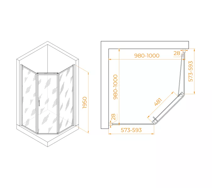 Душевой уголок RGW PA-86S прозрачное/хром, Цвет стекла: прозрачное, Цвет профиля: Хром, Выбрать размер: 1000x1000, изображение 4