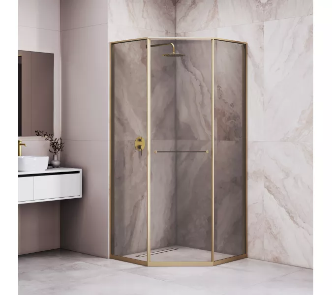 Душевой уголок RGW SV-82Gb "L/R" тонированное/золото, Цвет стекла: тонированное, Цвет профиля: Золото, Выбрать размер: 800x800, Ориентация: левый сдвиг