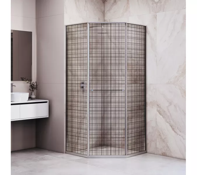 Душевой уголок RGW SV-82 "L/R" хром профиль, Цвет стекла: Черная вуаль, Цвет профиля: Хром, Выбрать размер: 800x800, Ориентация: левый сдвиг