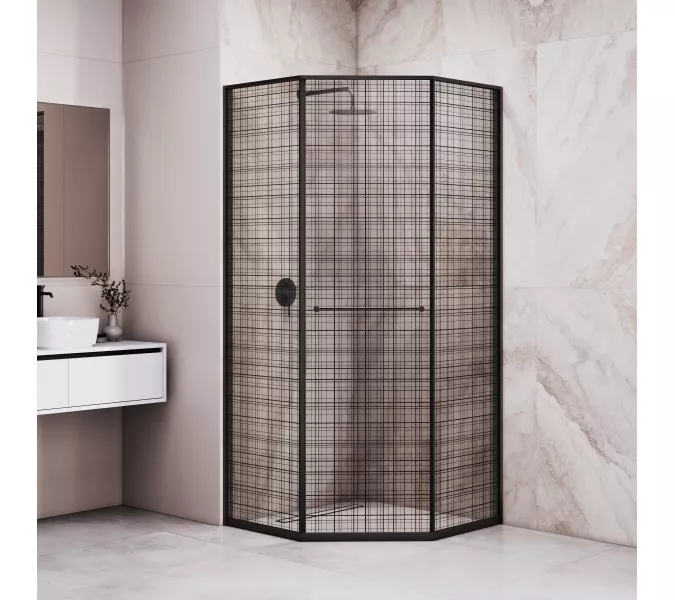 Душевой уголок RGW SV-82B "L/R" черный профиль, Цвет стекла: Черная вуаль, Цвет профиля: Черный, Выбрать размер: 800x1200, Ориентация: левый сдвиг