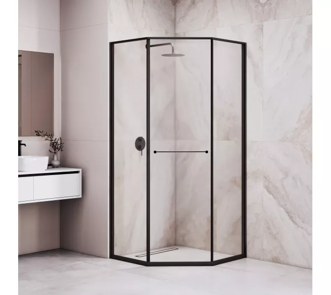 Душевой уголок RGW SV-82B "L/R" прозрачное/черный, Цвет стекла: прозрачное, Цвет профиля: Черный, Выбрать размер: 900x900, Ориентация: левый сдвиг