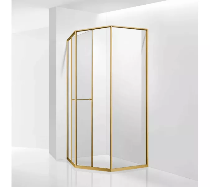 Душевой уголок RGW SV-82Gb "L/R" прозрачное/золото, Цвет стекла: прозрачное, Цвет профиля: Золото, Выбрать размер: 1000x1000, Ориентация: левый сдвиг, изображение 2