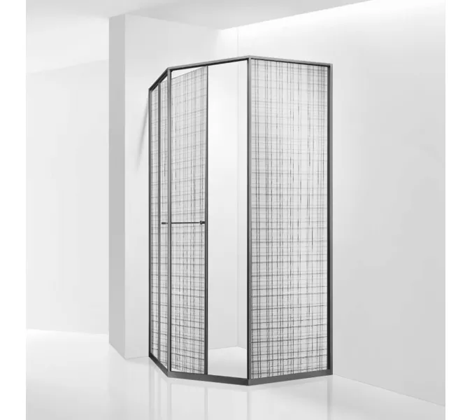 Душевой уголок RGW SV-82Gr "L/R" серый профиль, Цвет стекла: Черная вуаль, Цвет профиля: Серый, Выбрать размер: 1000x1000, Ориентация: левый сдвиг, изображение 2