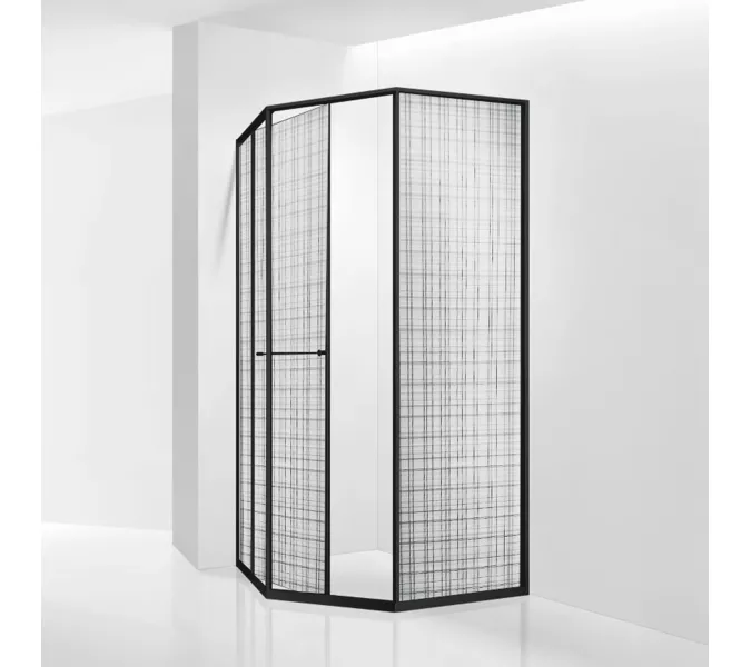 Душевой уголок RGW SV-82B "L/R" черный профиль, Цвет стекла: Черная вуаль, Цвет профиля: Черный, Выбрать размер: 800x1200, Ориентация: левый сдвиг, изображение 2