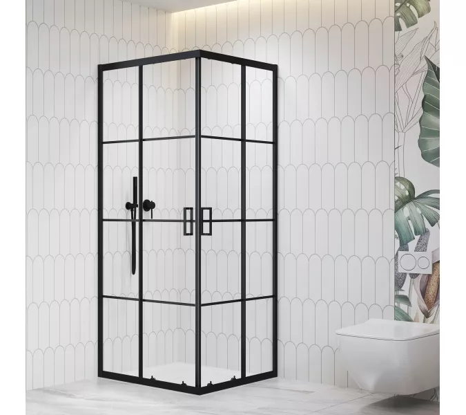 Душевой уголок RGW PA-34B, Цвет стекла: шелкография, Цвет профиля: Черный, Выбрать размер: 800x800, изображение 2